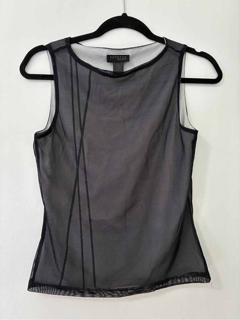 Y2K Mesh Layered Tank Black Medium
